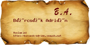 Börcsök Adrián névjegykártya